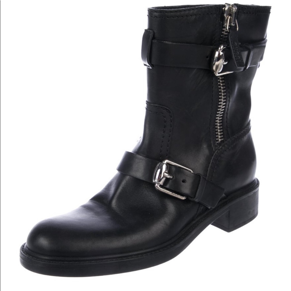 Gucci Leather black biker boots. 100% Auth!